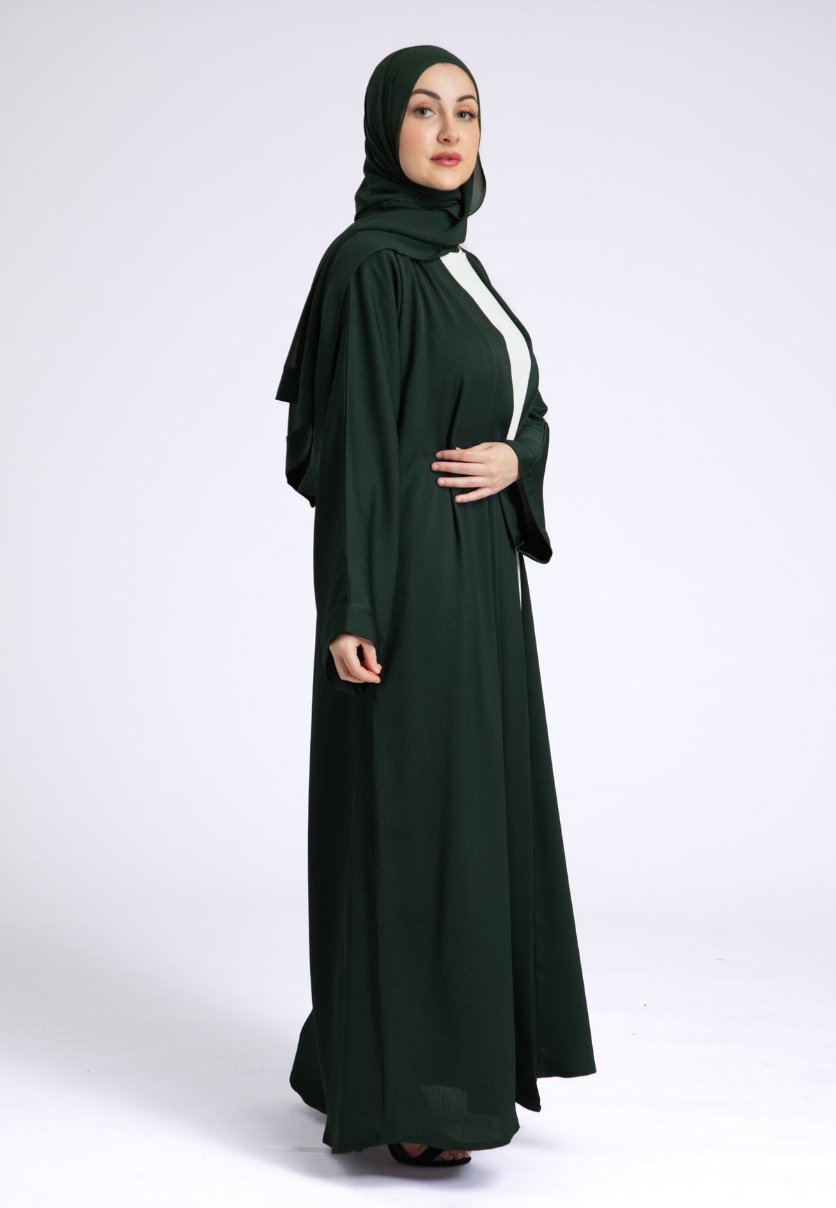 Emerald Green Textured Open Abaya