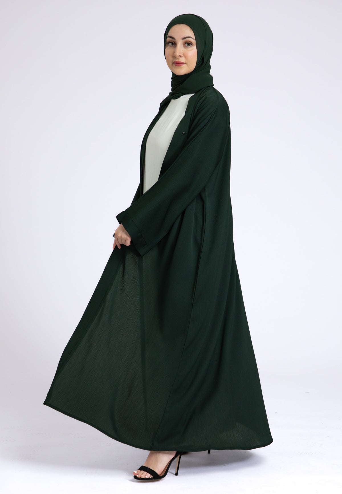 Emerald Green Textured Open Abaya