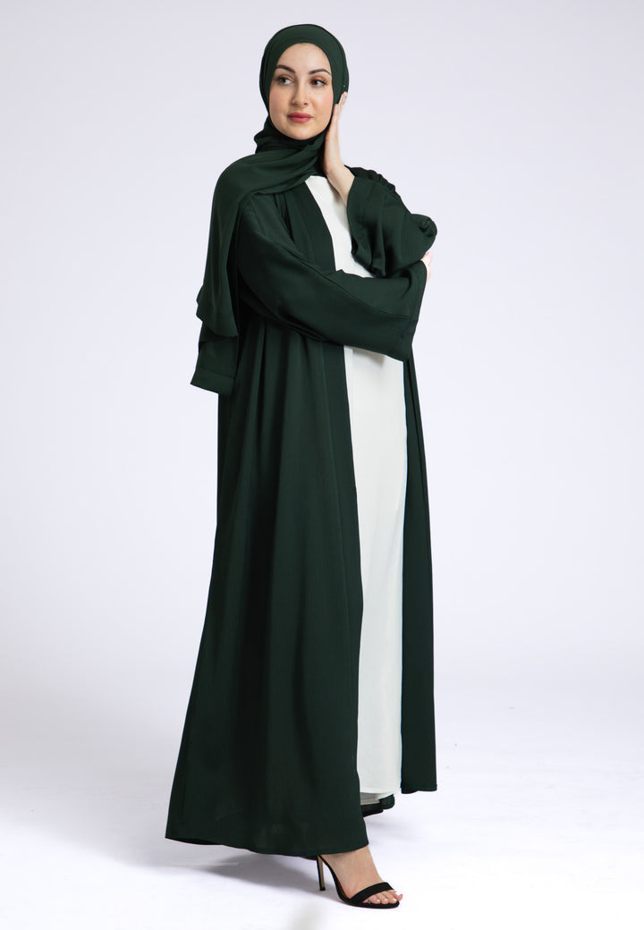 Emerald Green Textured Open Abaya