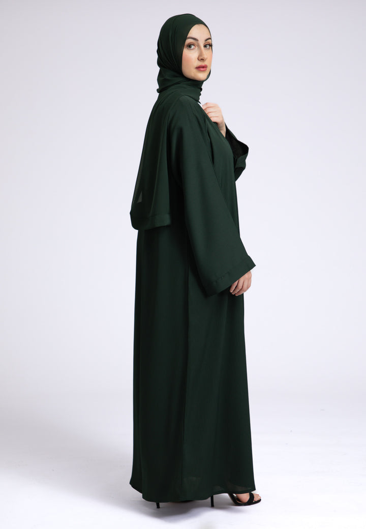 Emerald Green Textured Open Abaya