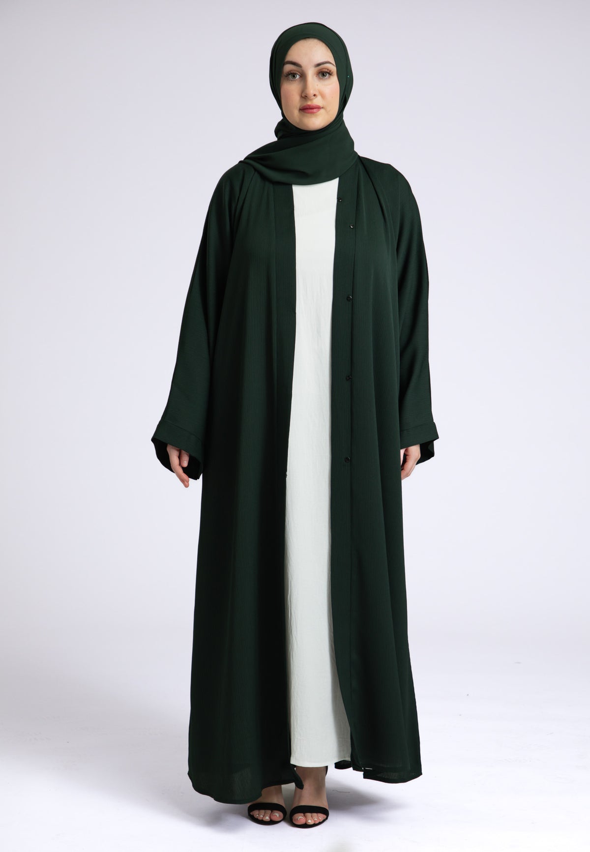 Emerald Green Textured Open Abaya