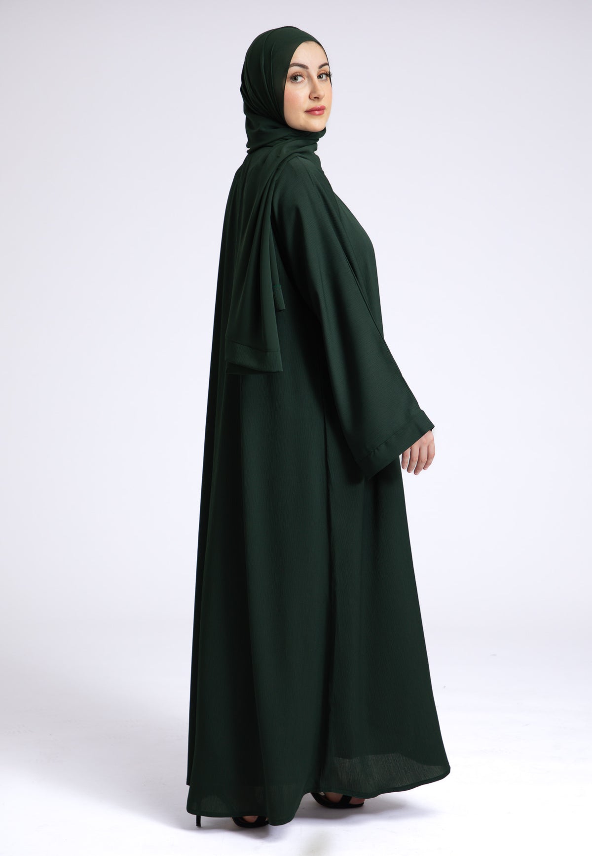 Emerald Green Textured Open Abaya