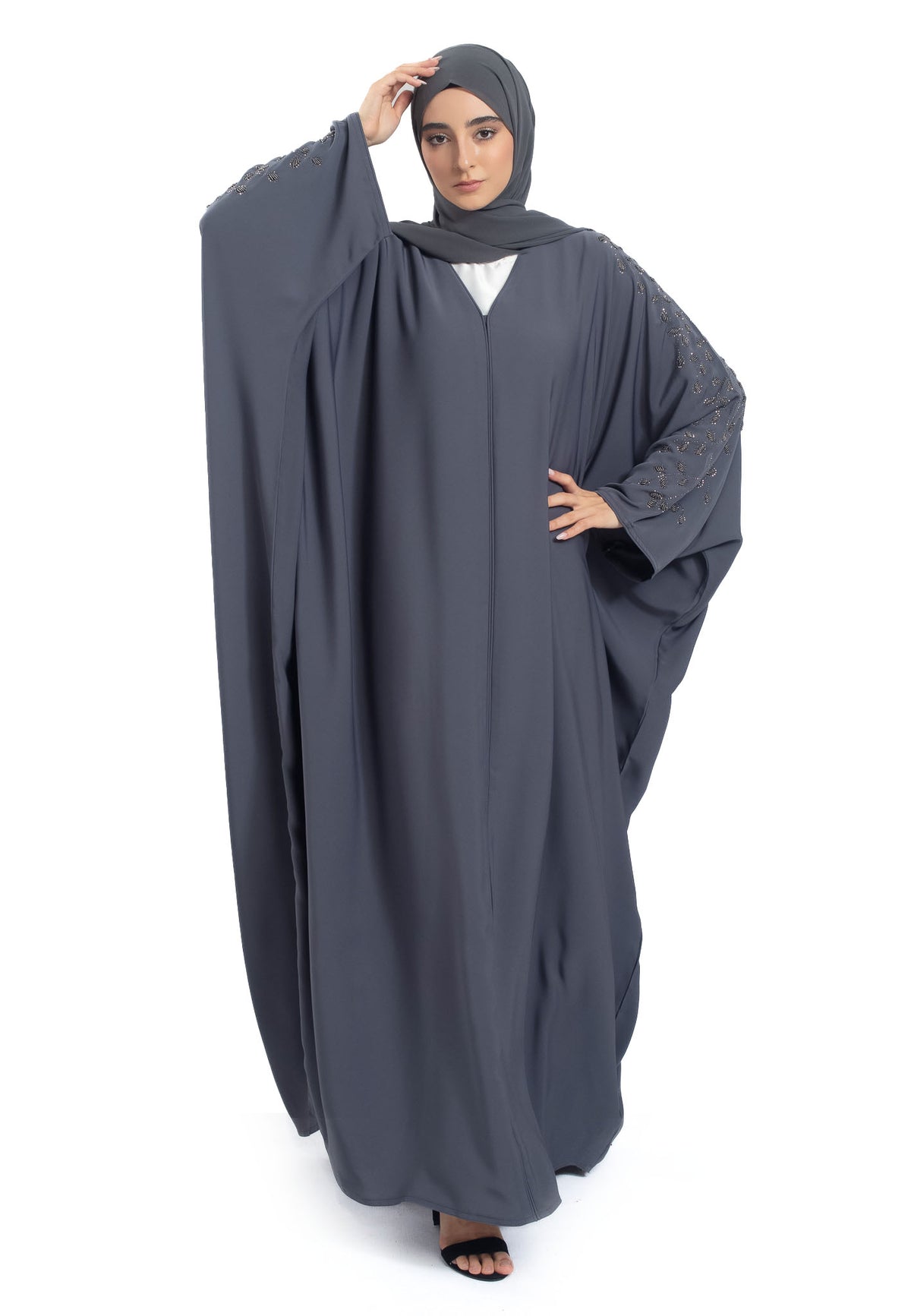 Charcoal Grey Batwing Farasha