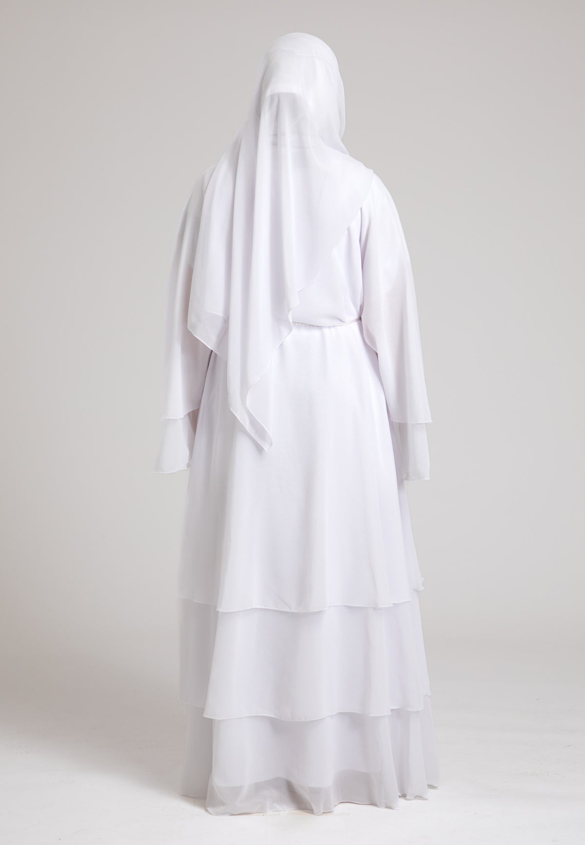 3 Layered White Abaya