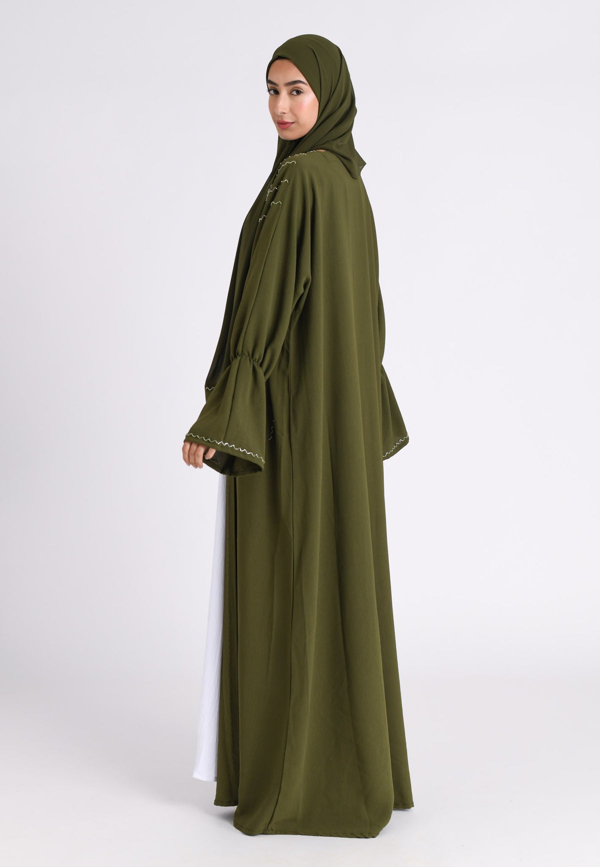 Khaki Kimono Open Abaya Set