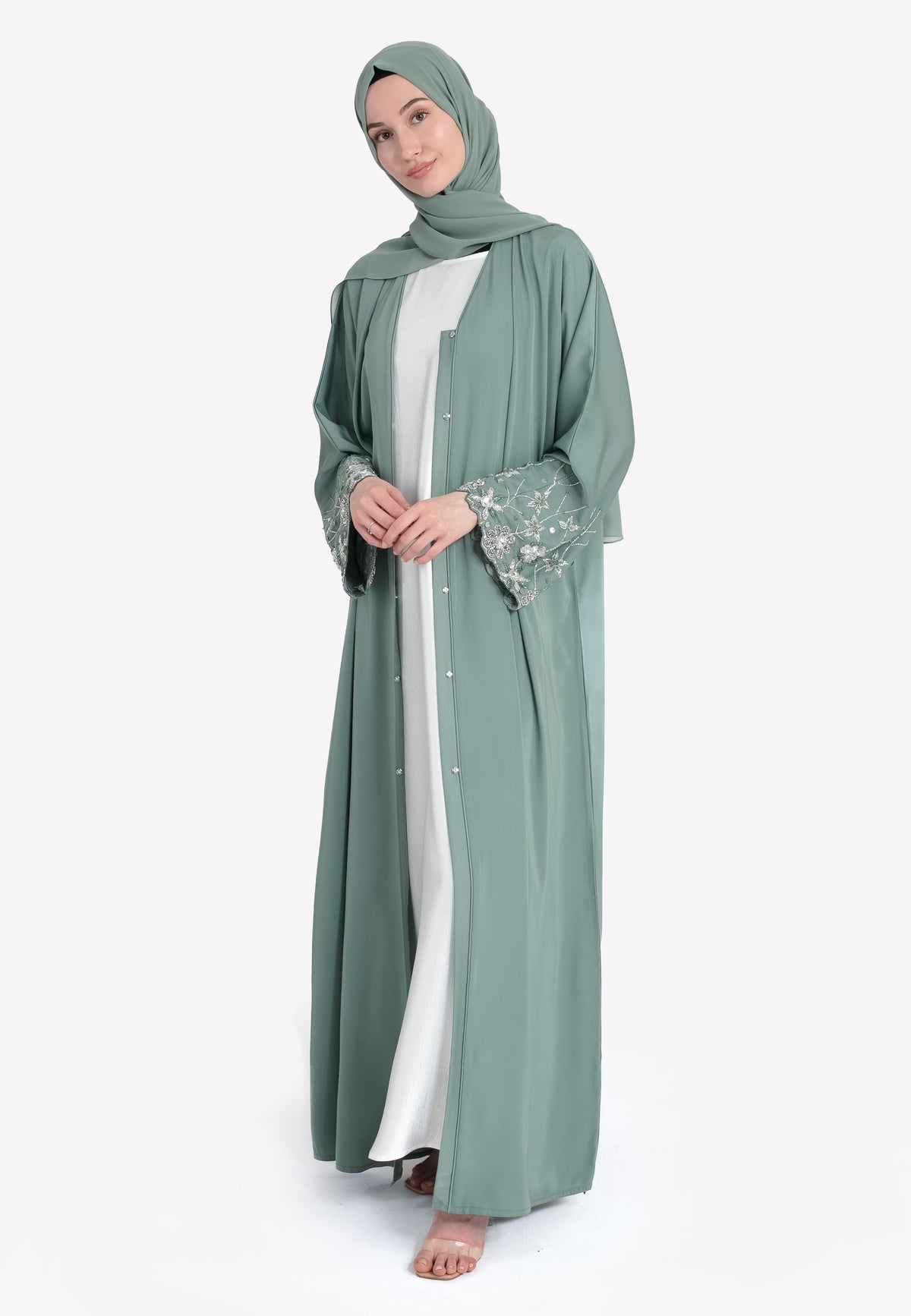 Le Jardin Sage Embellished Abaya