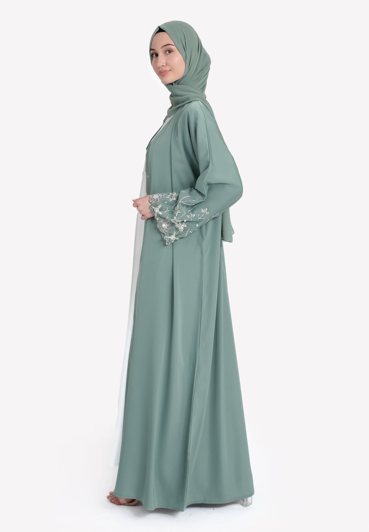 Le Jardin Sage Embellished Abaya