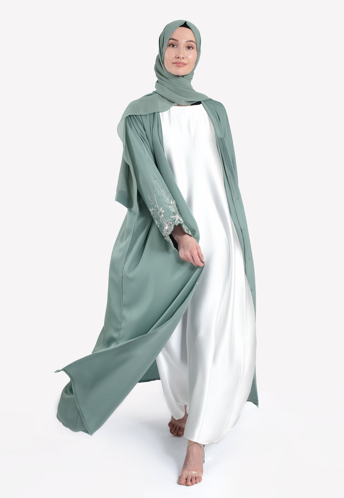 Le Jardin Sage Embellished Abaya