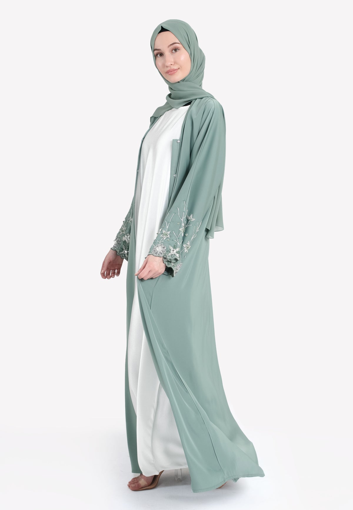 Le Jardin Sage Embellished Abaya