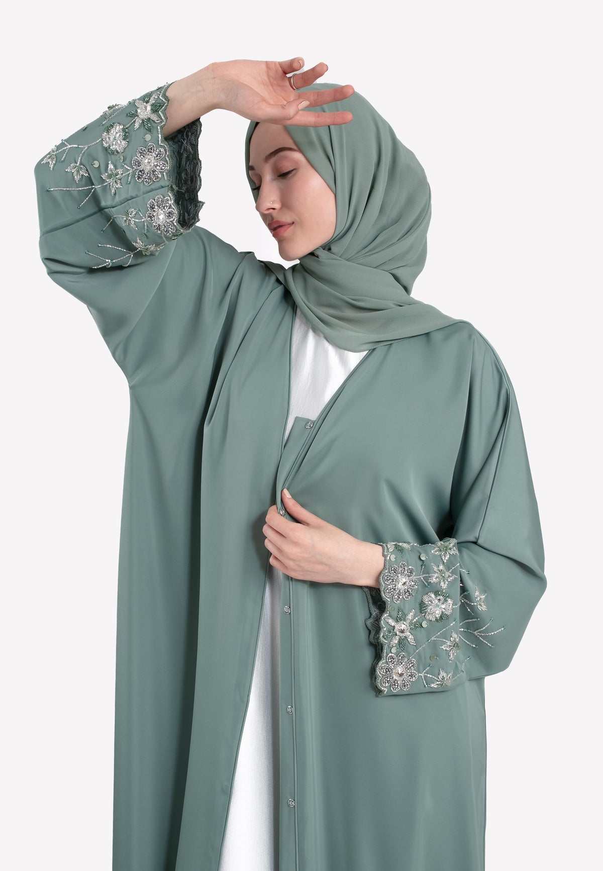 Le Jardin Sage Embellished Abaya