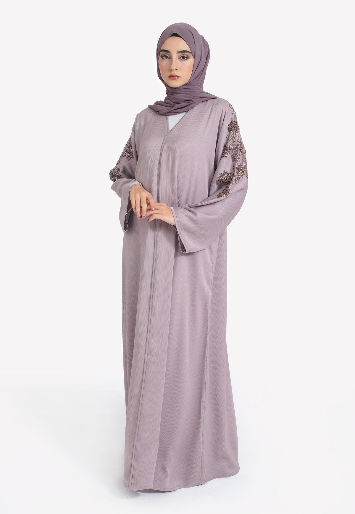 Lilac Closed Embellished Abaya