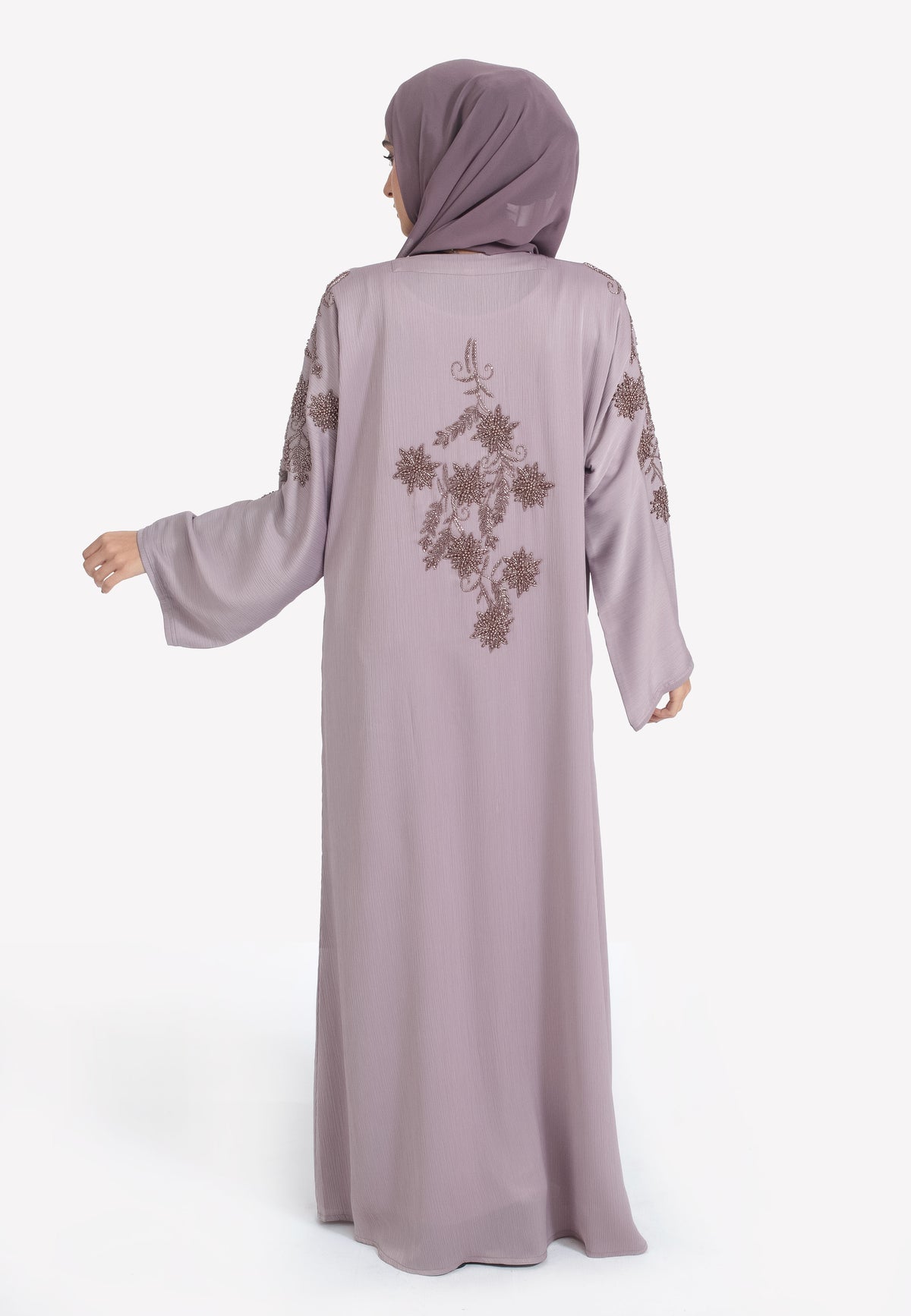 Back of Lilac Embellished Abaya