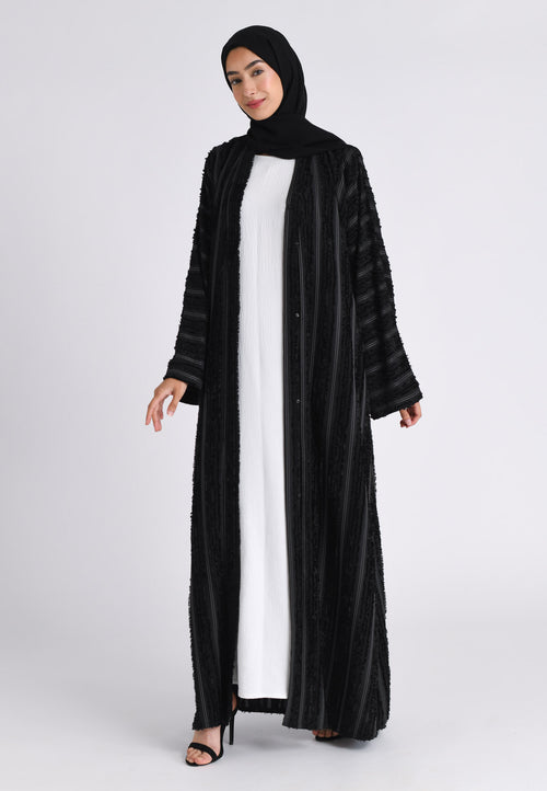 Luxury Plain Black Emirati Open Abaya (Premium)