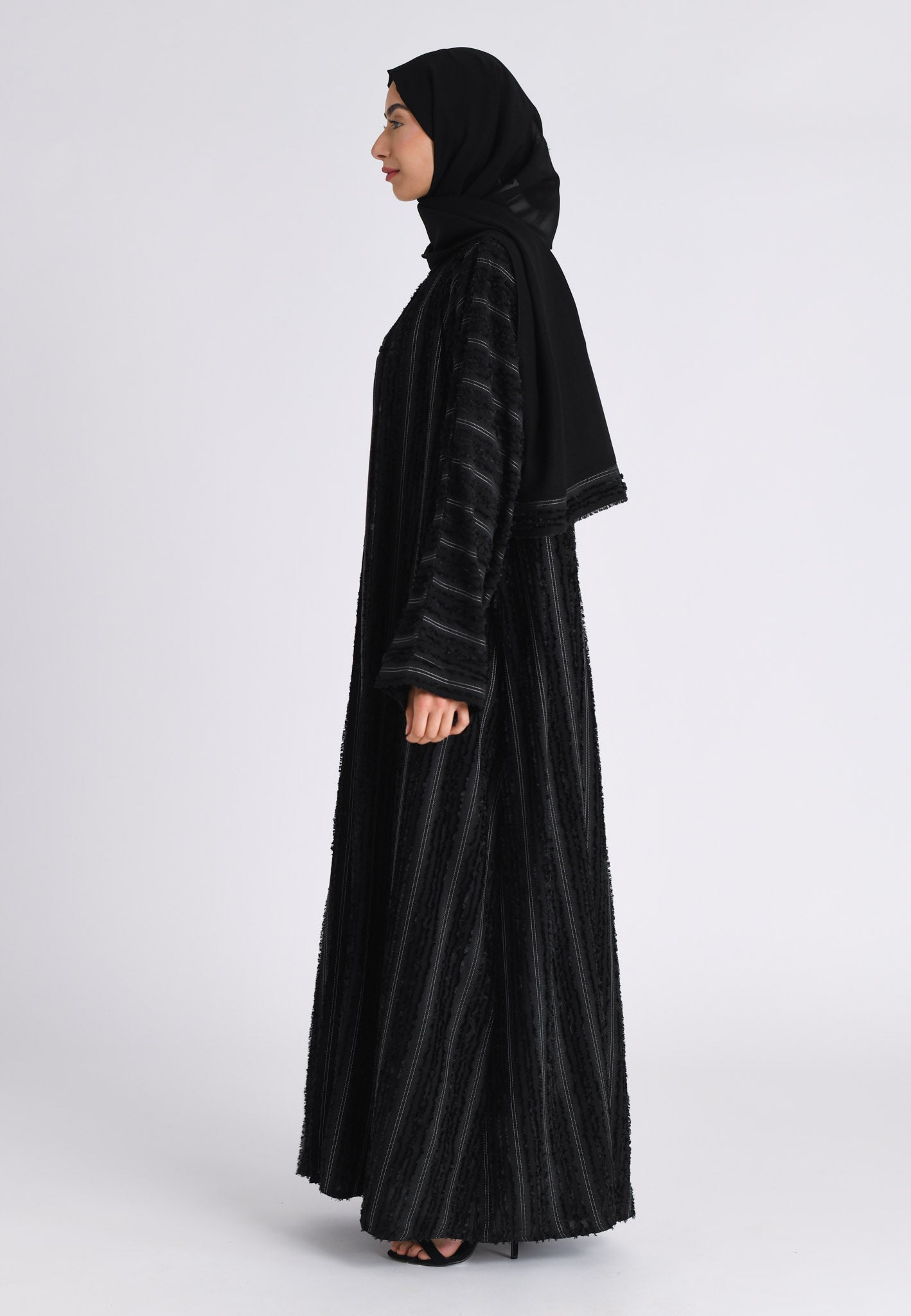 Plain black open abaya uk outlet