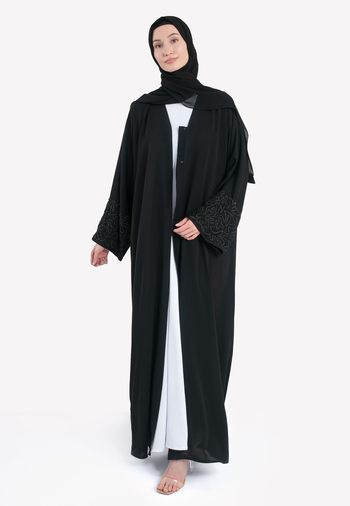 Majestic Black Embellished Abaya