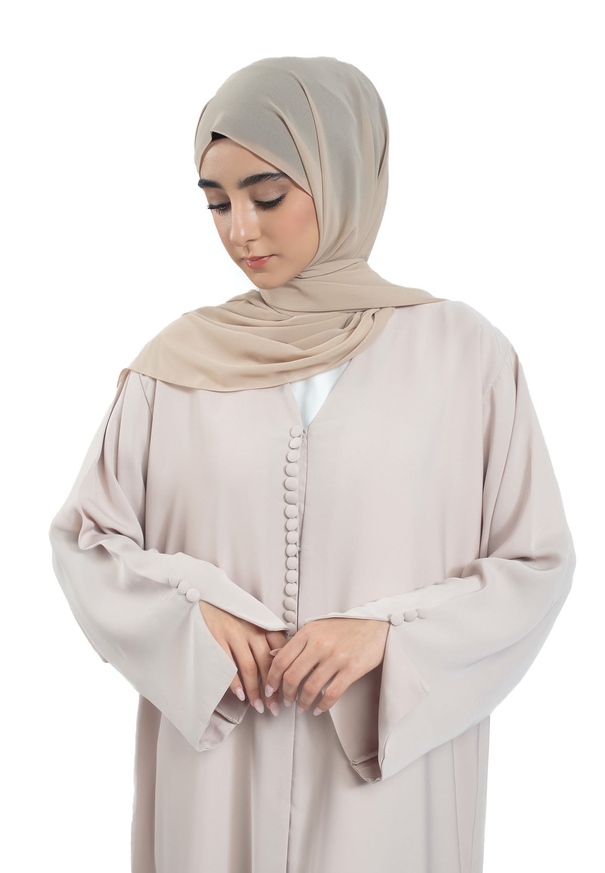 Sleeves Details - Minimal Everyday Beige Abaya