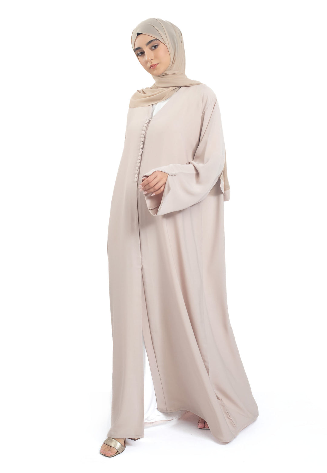 Front - Minimal Everyday Beige Abaya