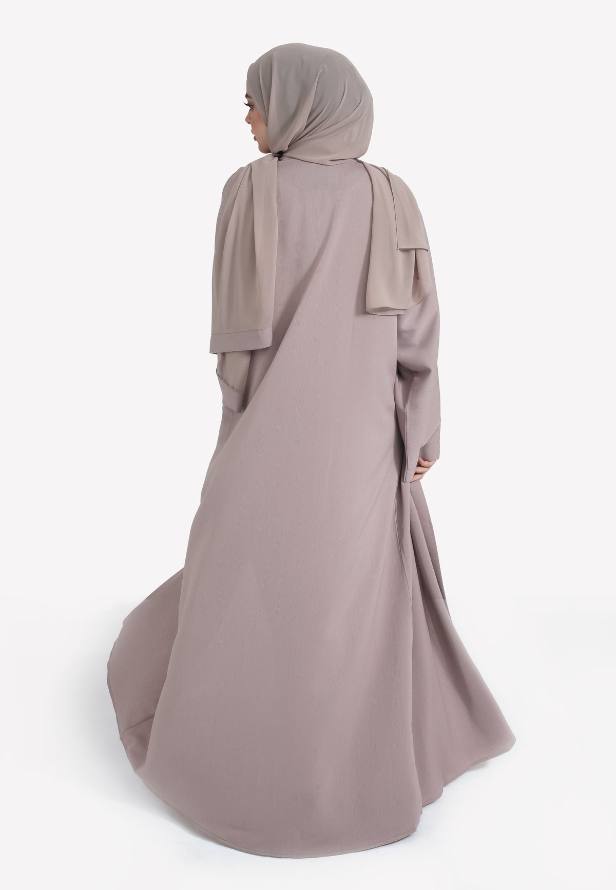 Mink Textured Open Abaya - Back