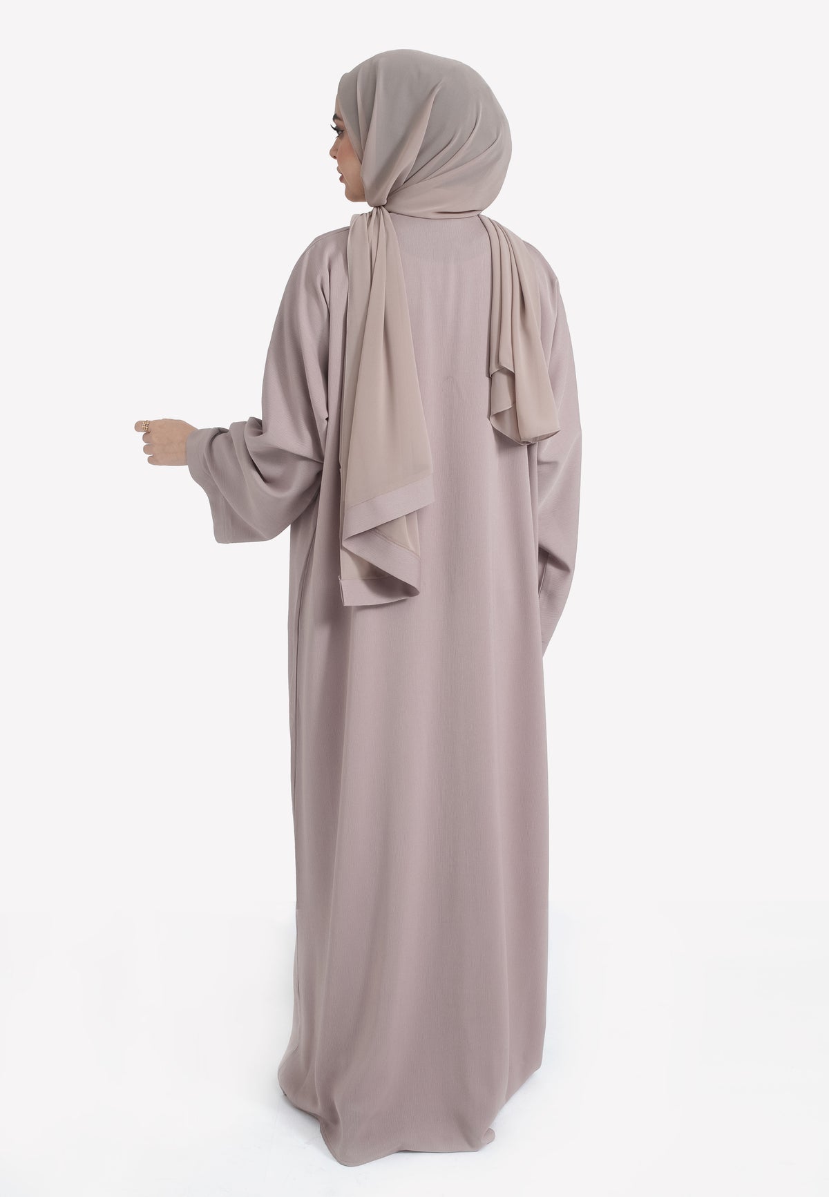 Mink Textured Open Abaya - Back