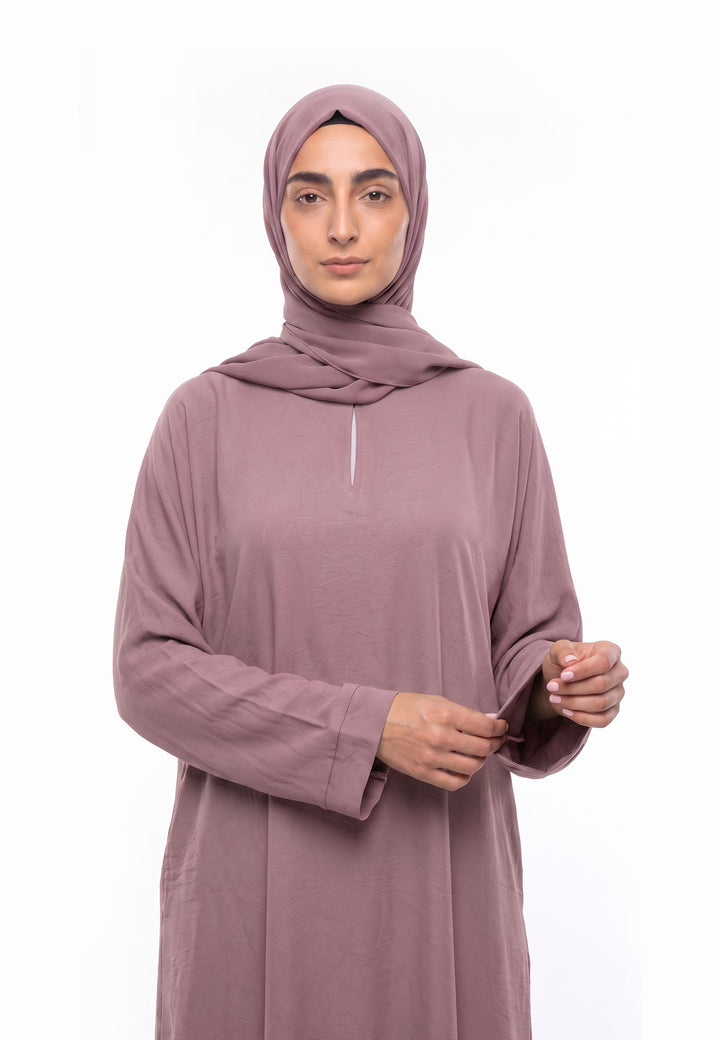 Luxury Mulberry Everyday Closed Abaya with Zip Pockets – Crepe