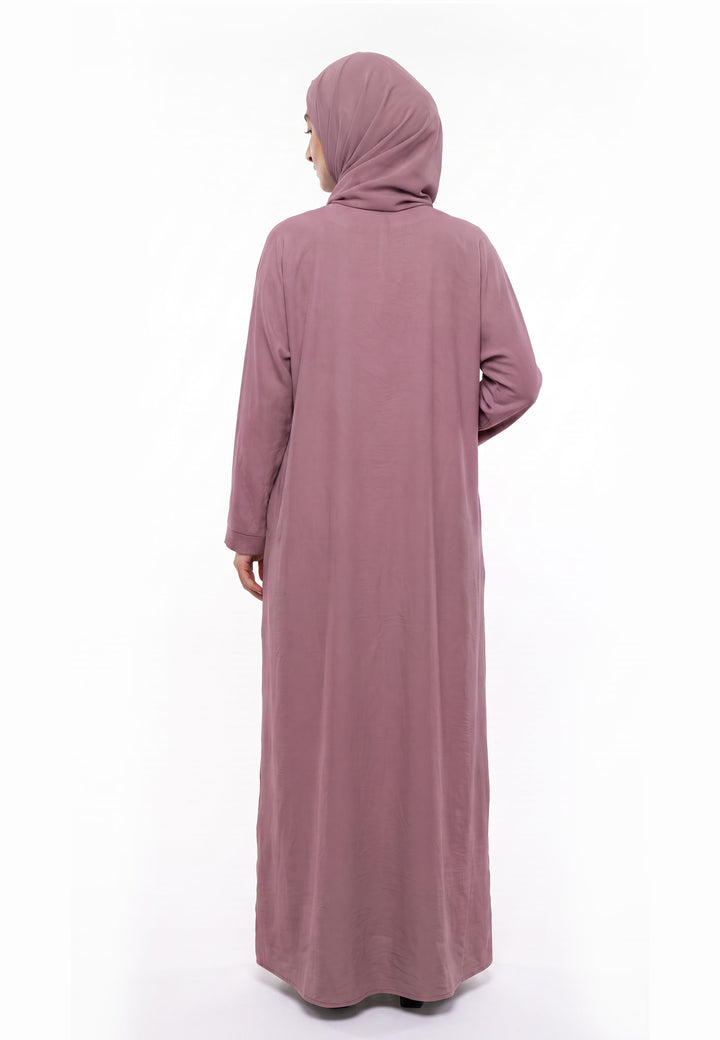 Luxury Mulberry Everyday Closed Abaya with Zip Pockets – Crepe