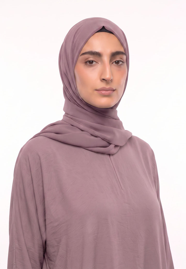Luxury Mulberry Everyday Closed Abaya with Zip Pockets – Crepe