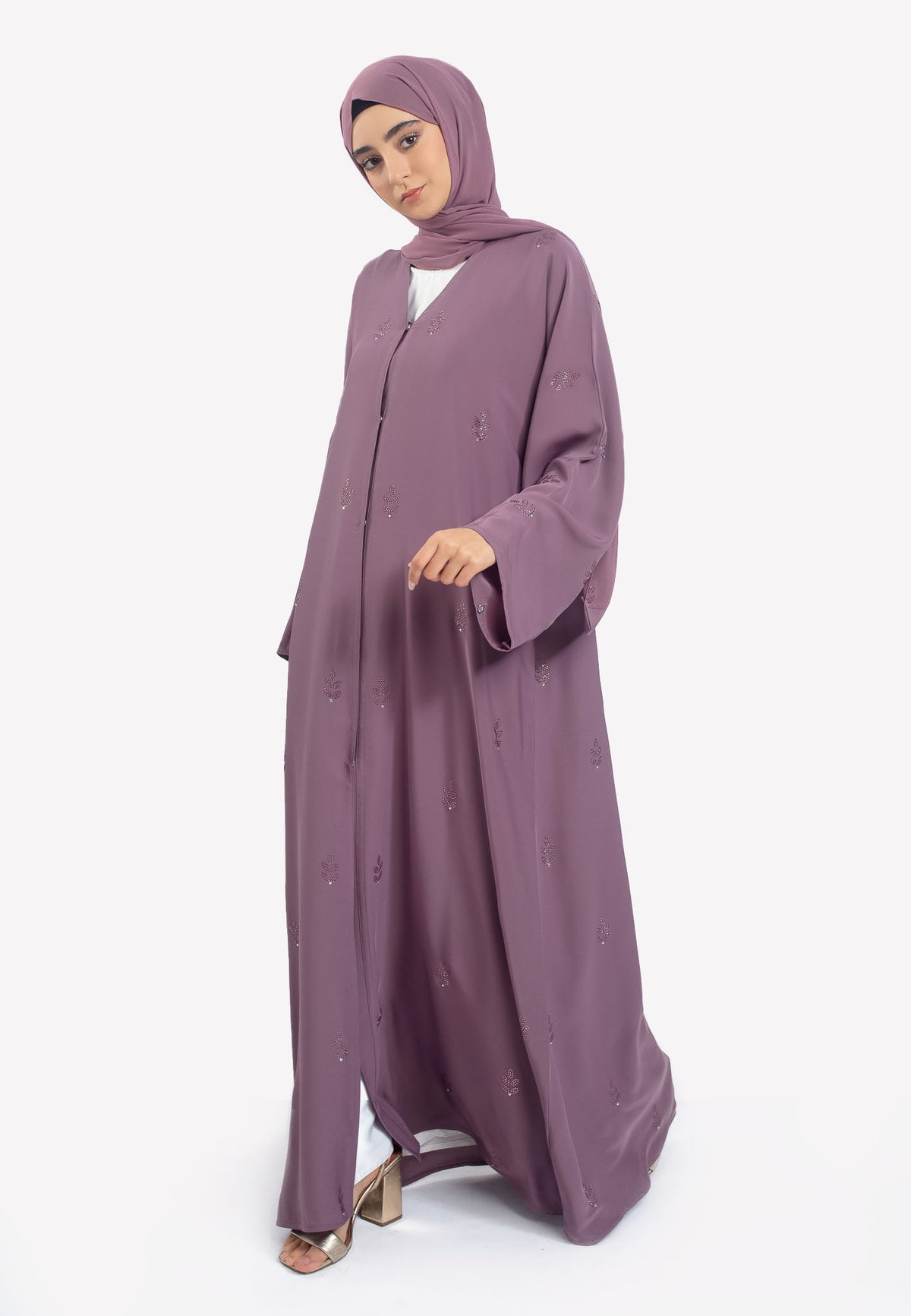 Front Closed - Mulberry Swarovski Abaya