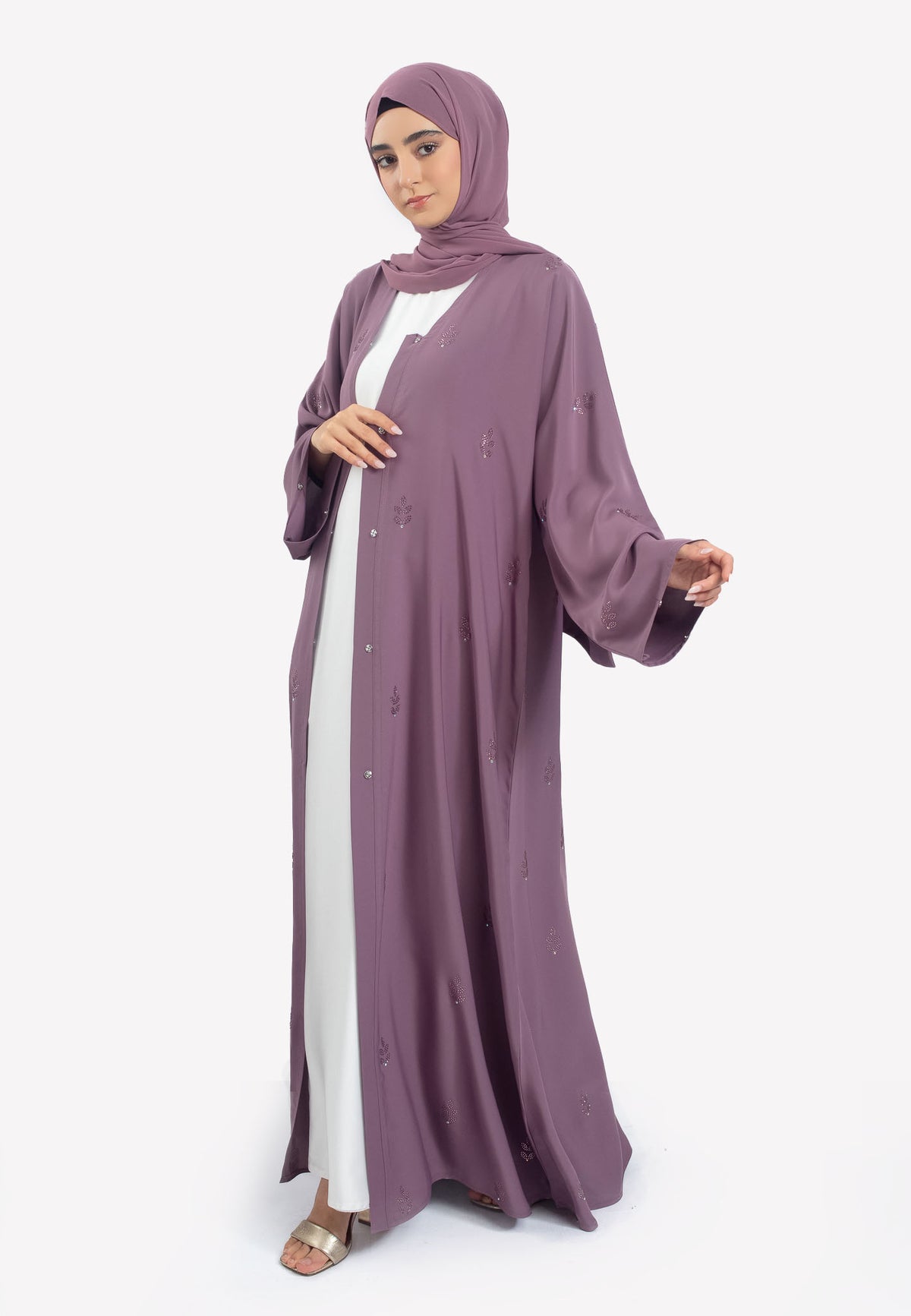 Front Open - Mulberry Swarovski Abaya