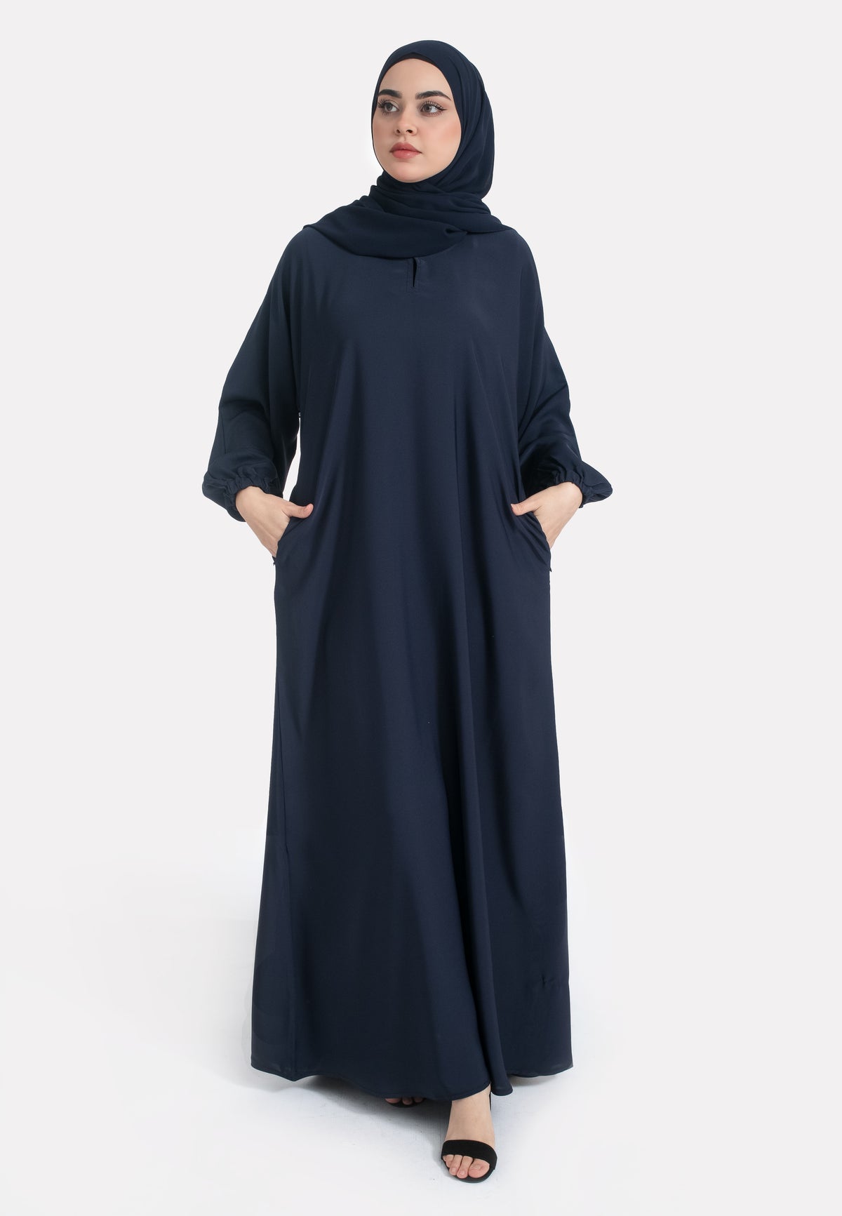 Navy Abaya with Pockets & Cuffs
