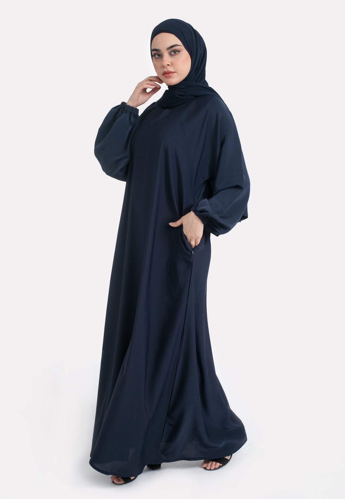 Navy Abaya with Pockets & Cuffs