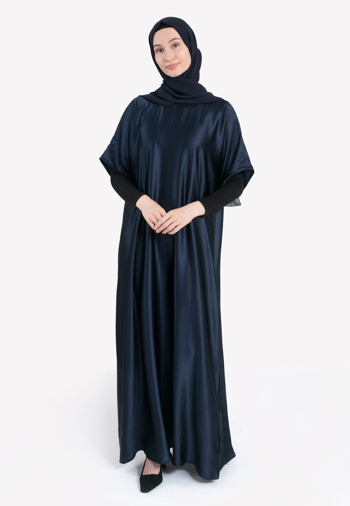 Navy Crepe Satin Inner Dress