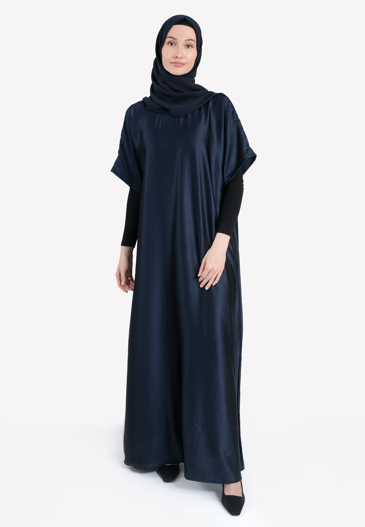 Navy Crepe Satin Inner Dress