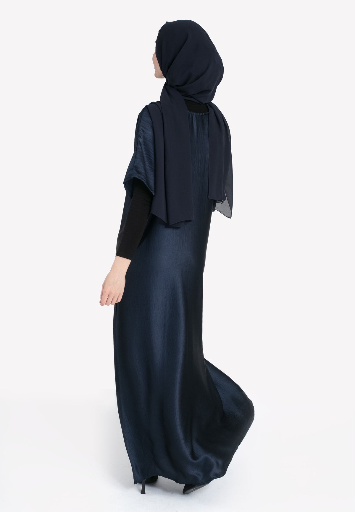 Navy Crepe Satin Inner Dress