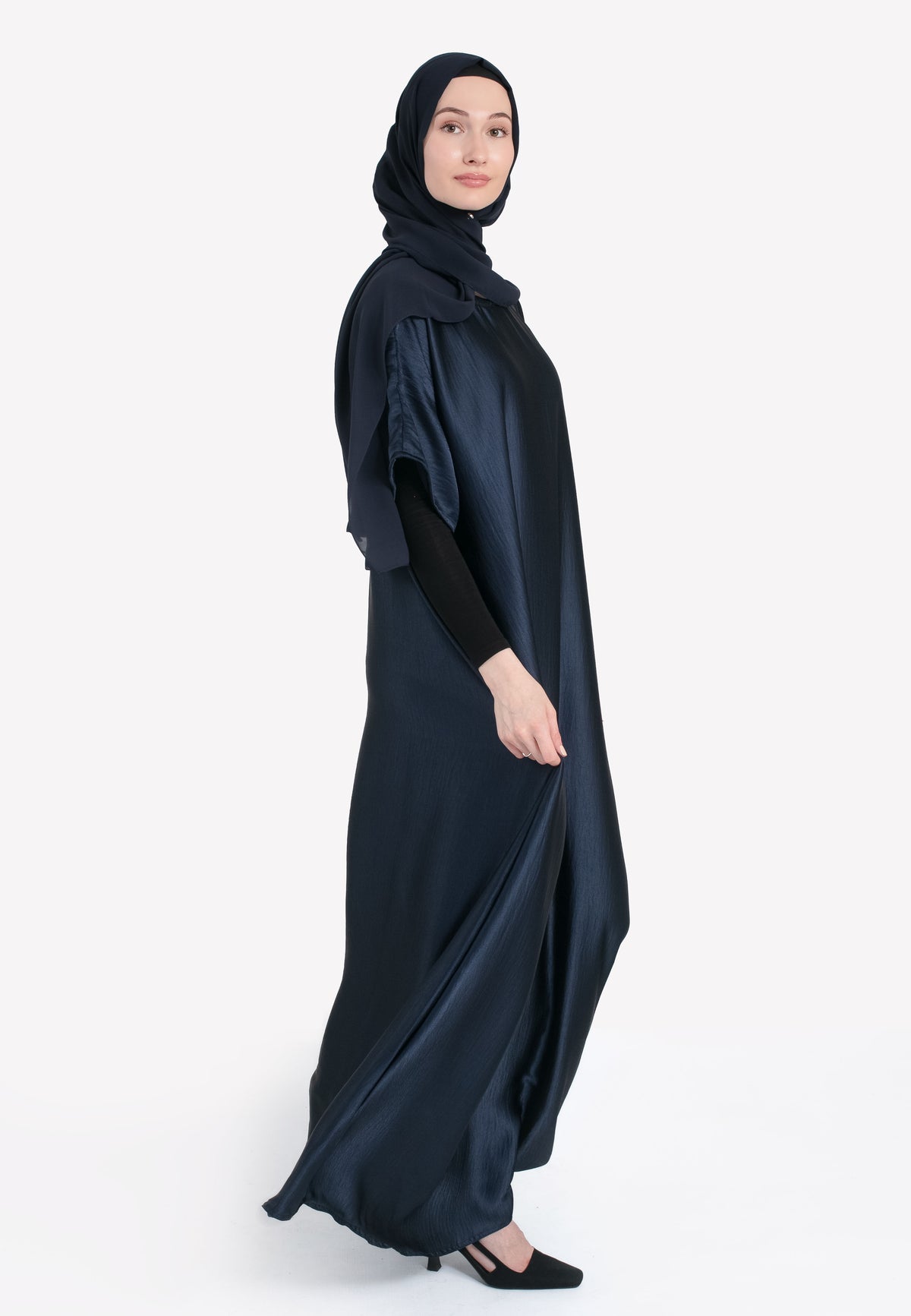 Navy Crepe Satin Inner Dress