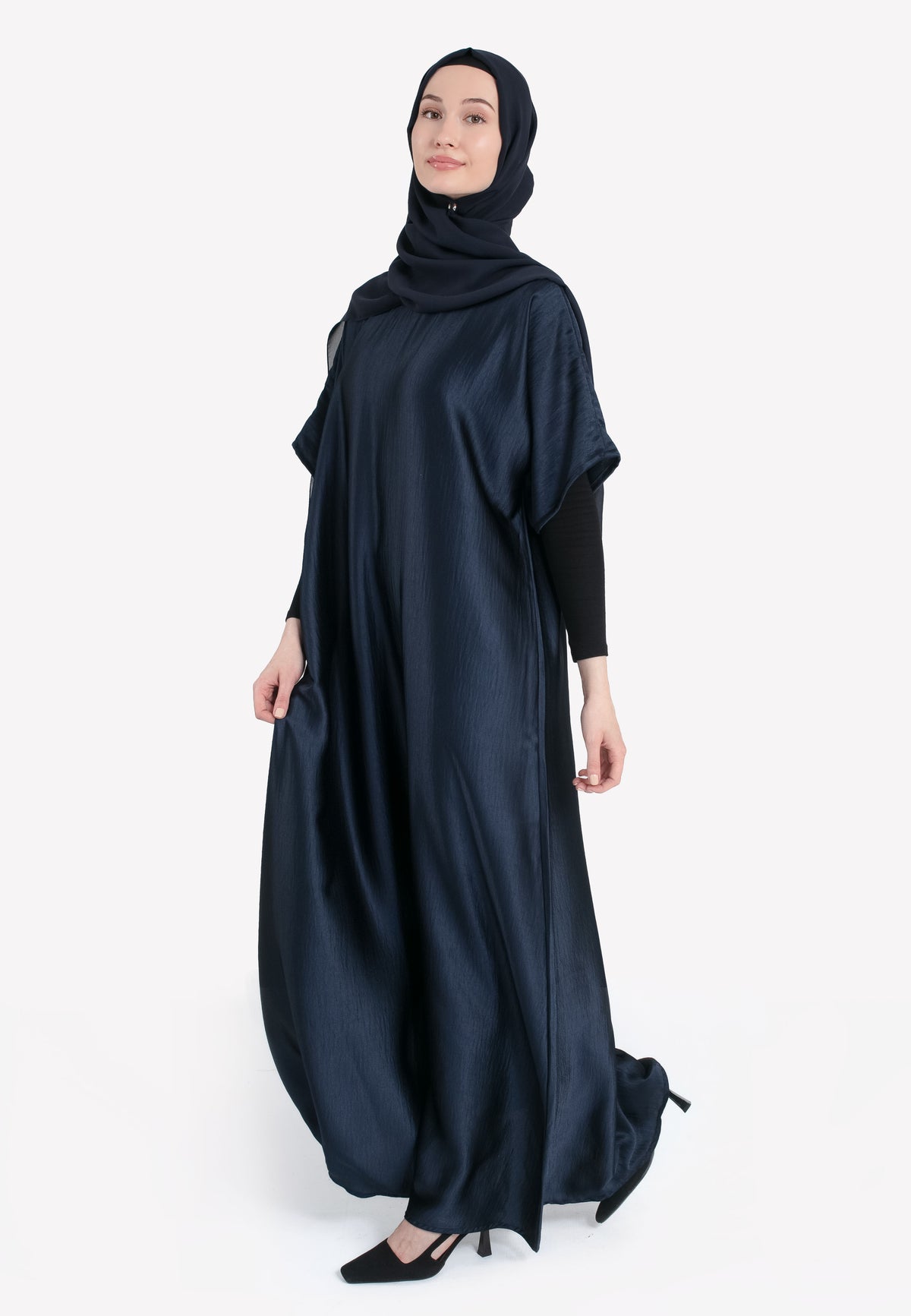 Navy Crepe Satin Inner Dress