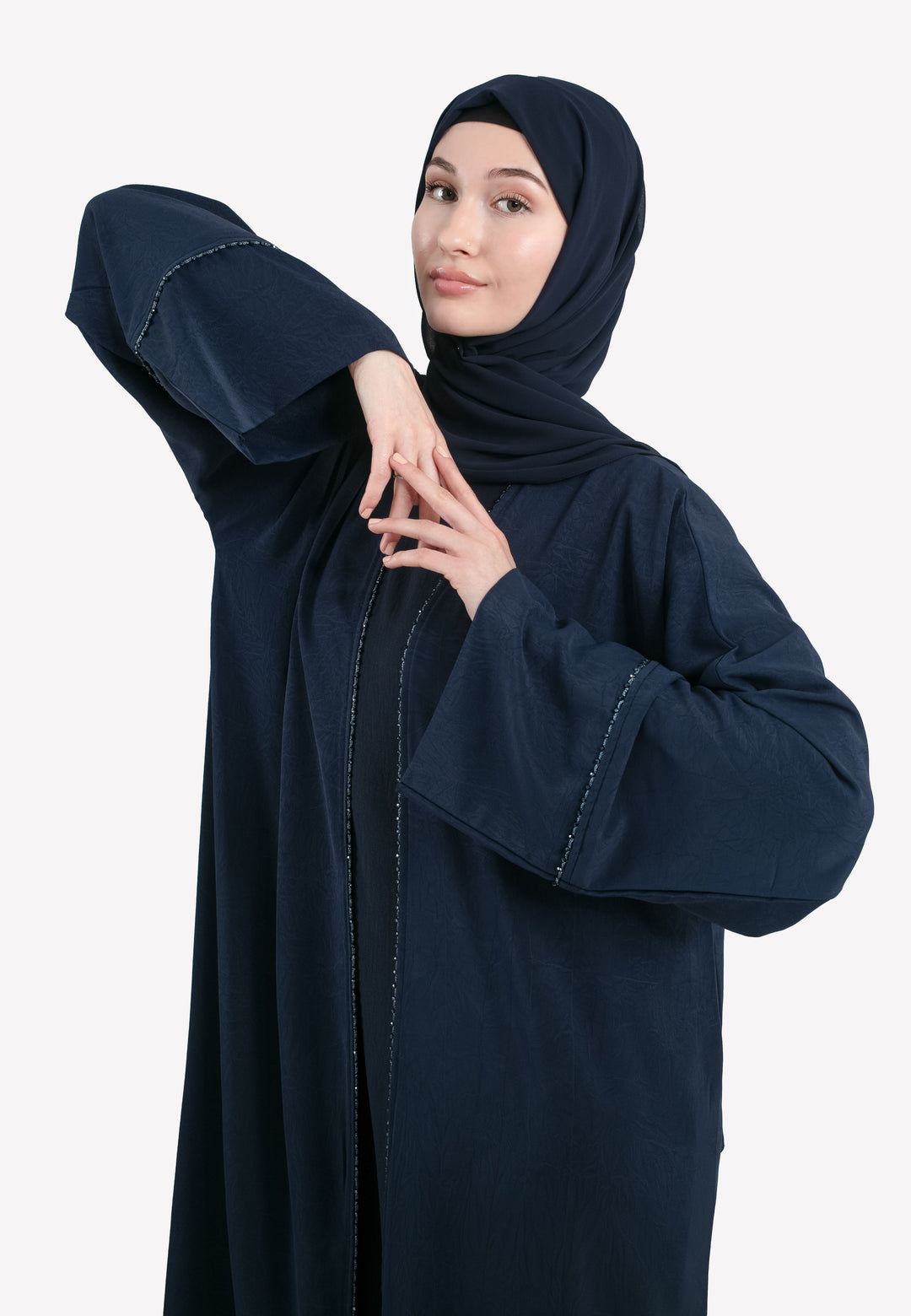 Navy Dainty Open Abaya Set