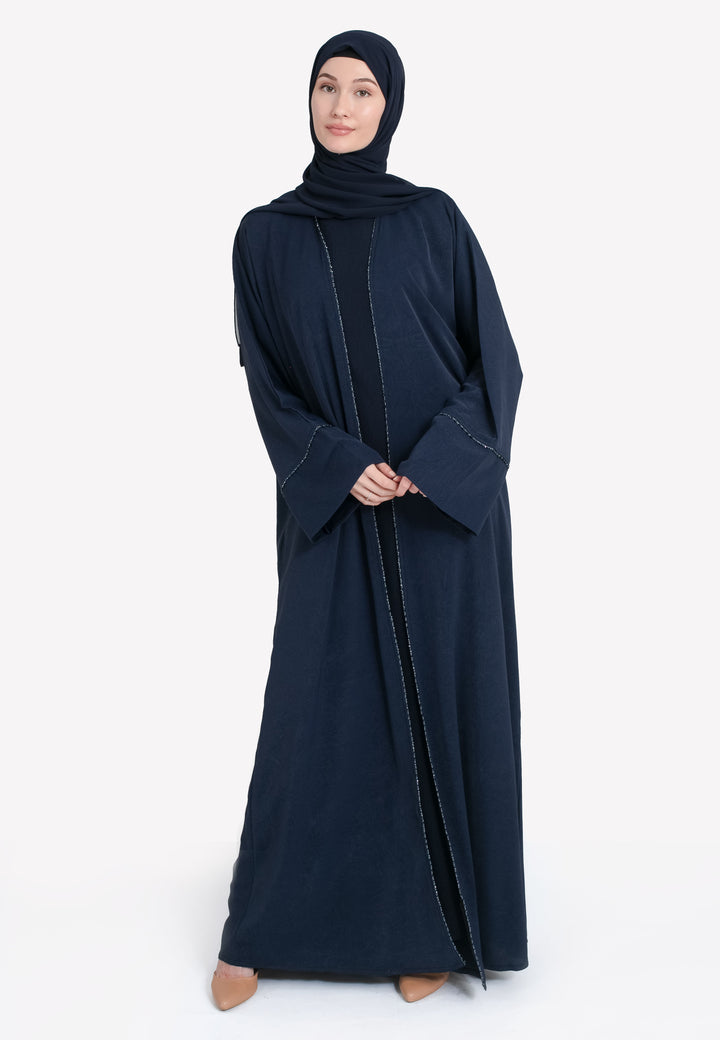 Navy Dainty Open Abaya Set