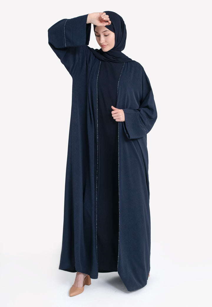 Navy Dainty Open Abaya Set