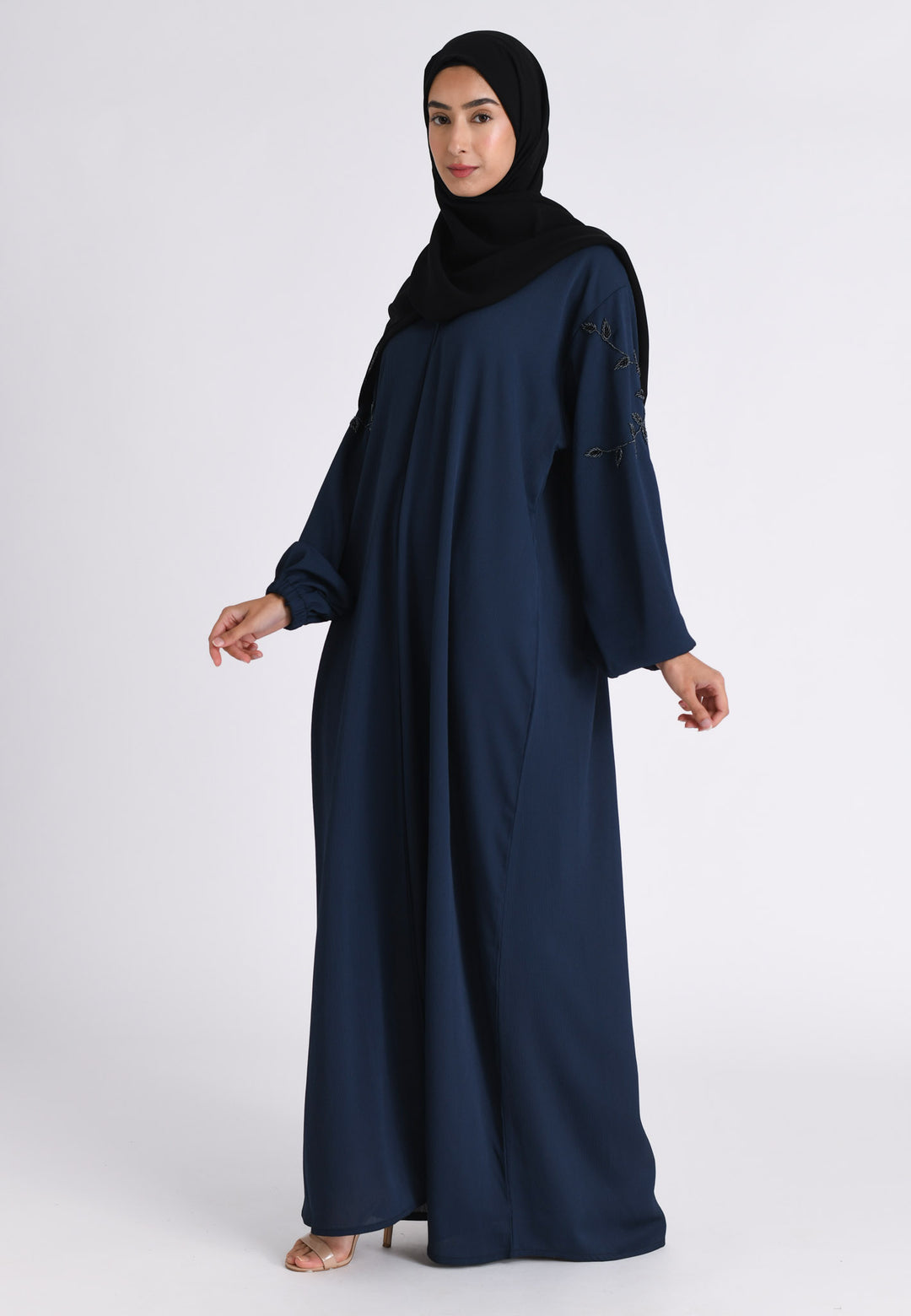 Navy Embellished Cuff Sleeves Abaya