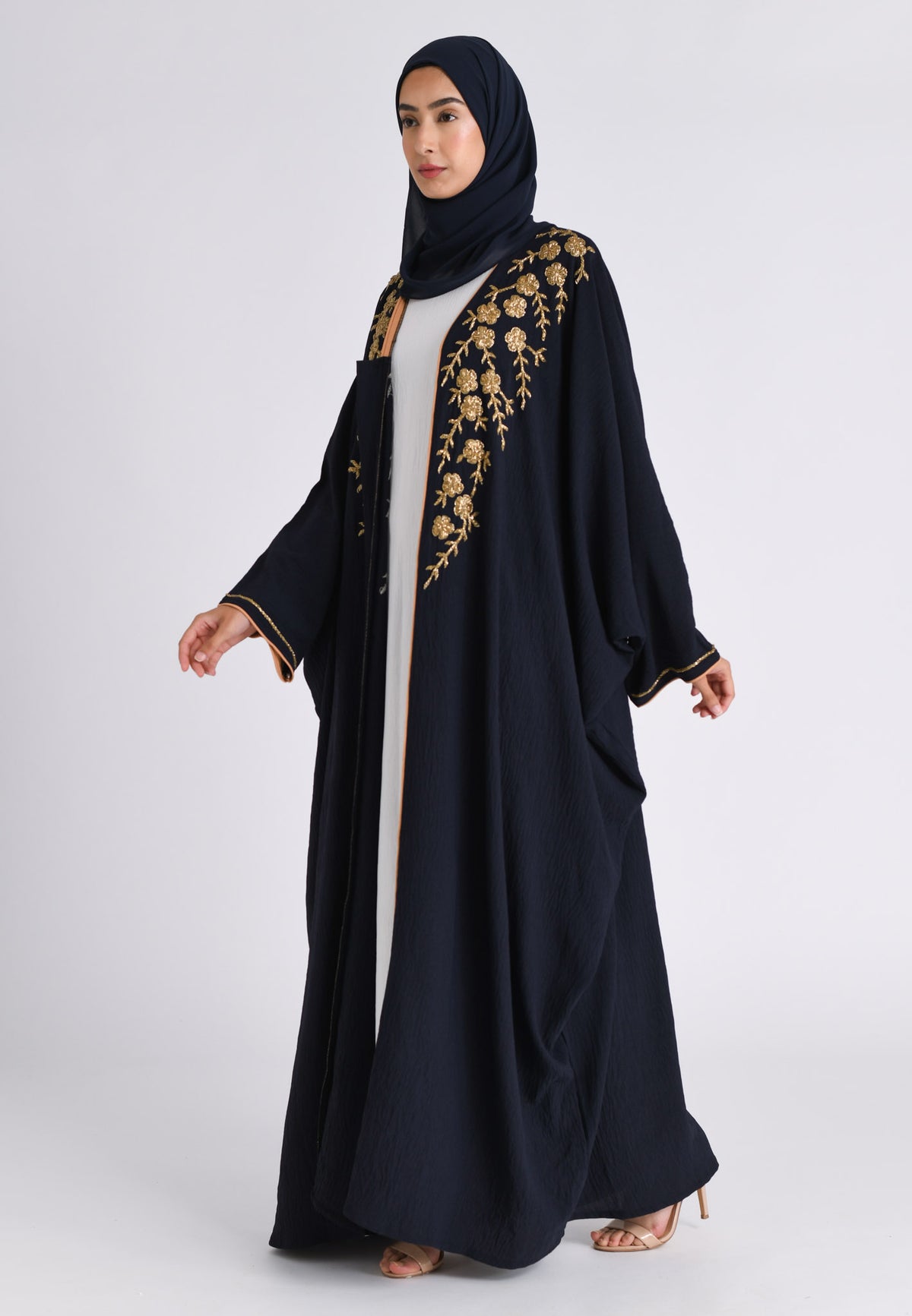 Navy Embellished Open Farasha