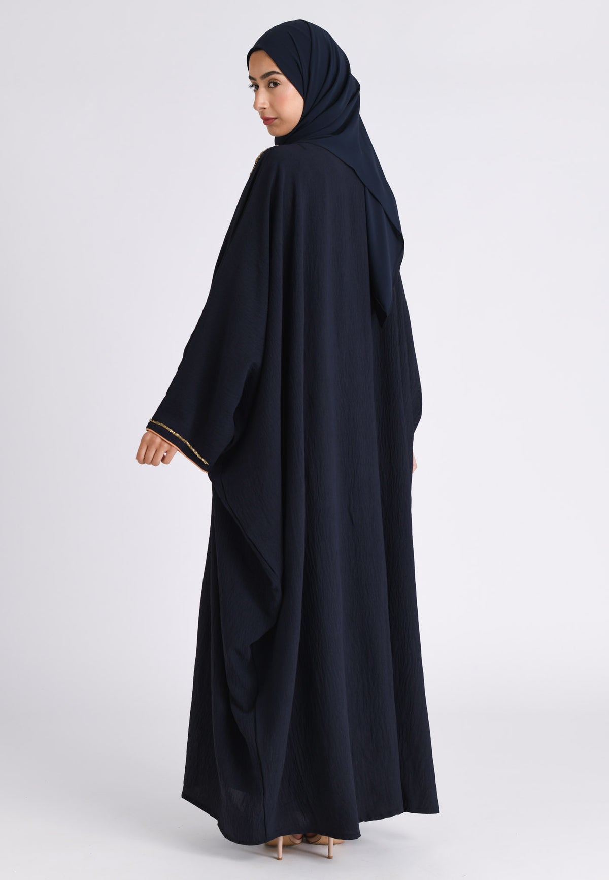 Navy Embellished Open Farasha