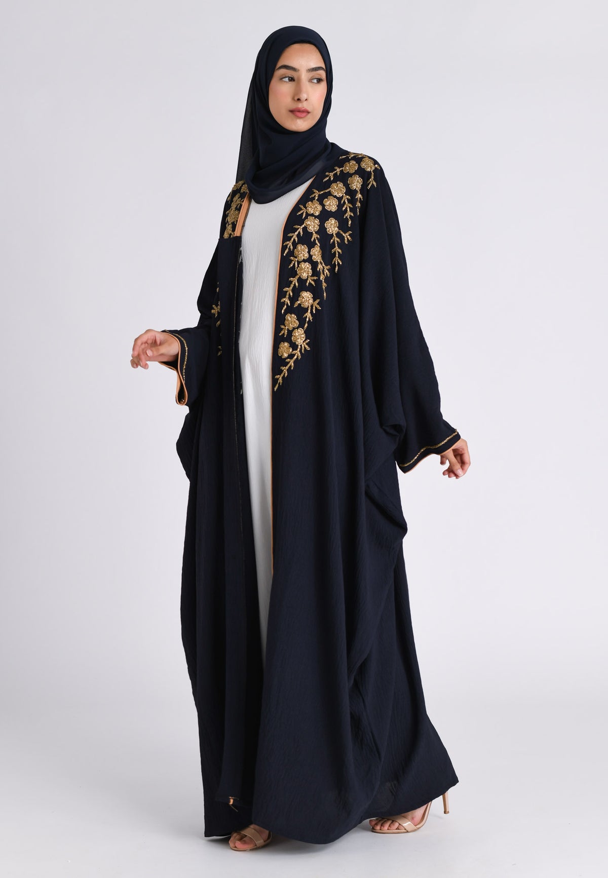 Navy Embellished Open Farasha