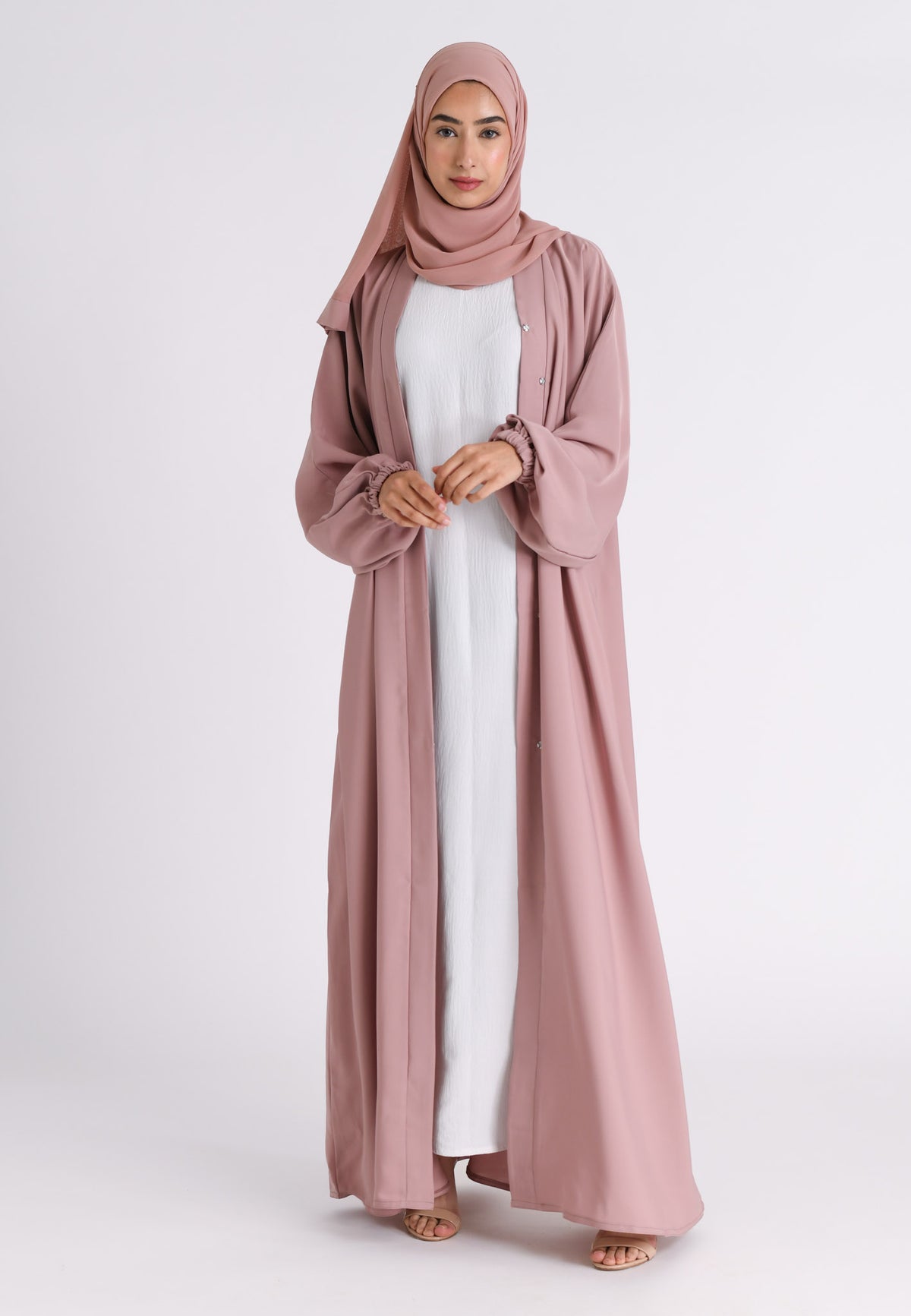 Nude Plain Open Abaya