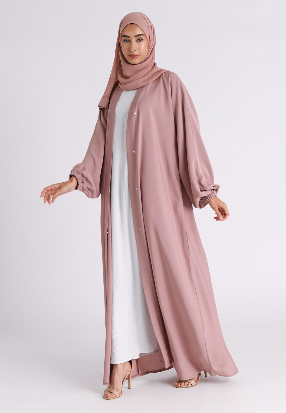 Nude Plain Open Abaya
