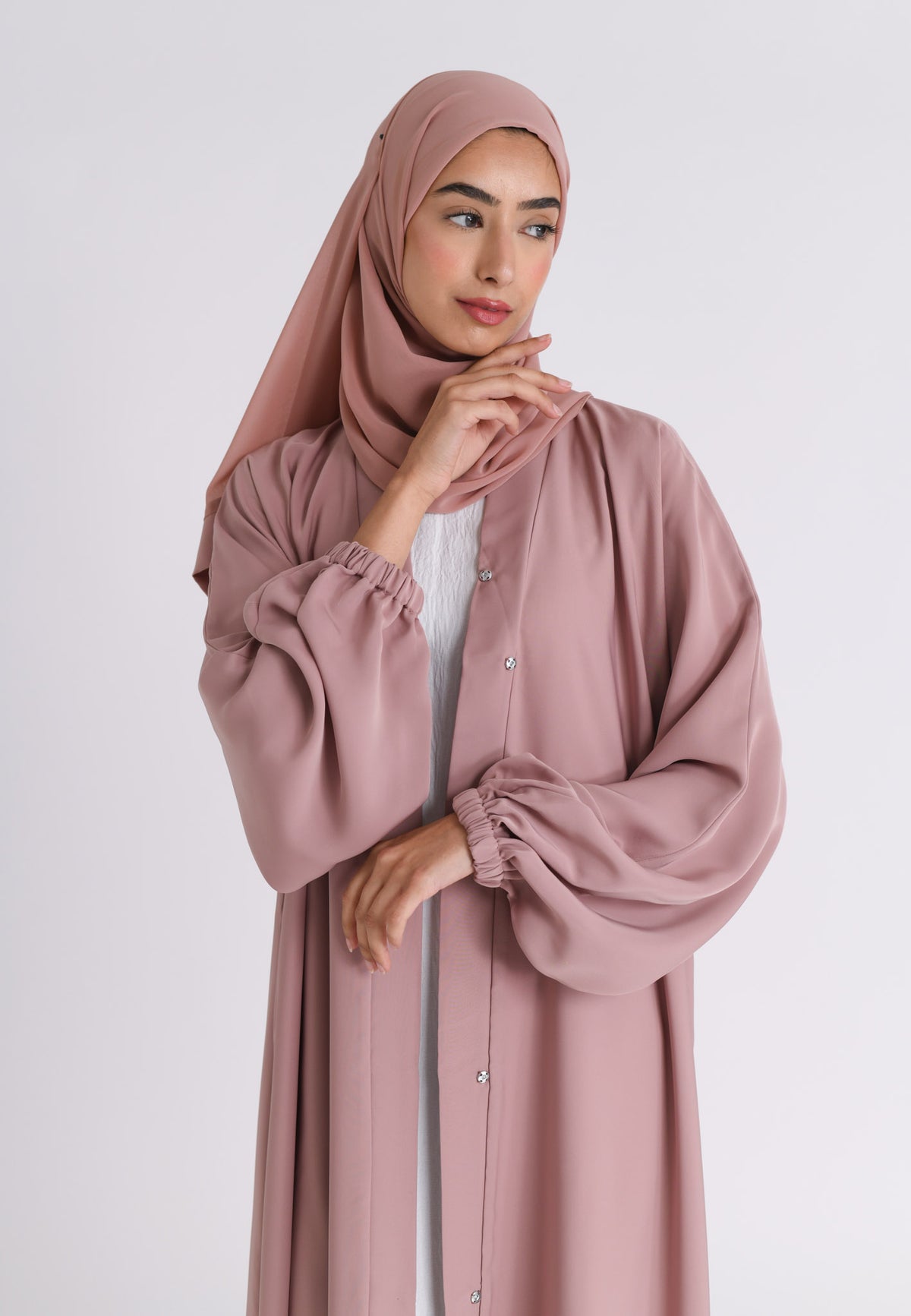 Nude Plain Open Abaya