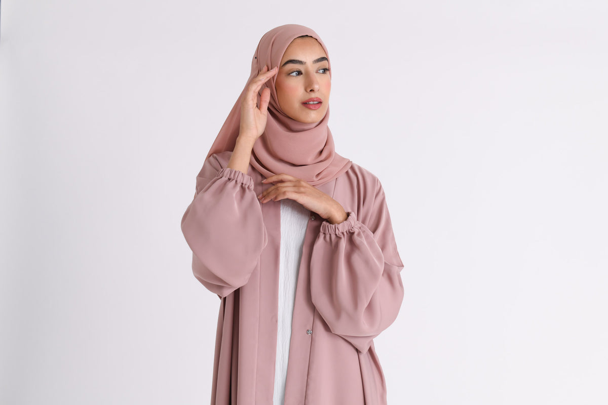 Nude Plain Open Abaya