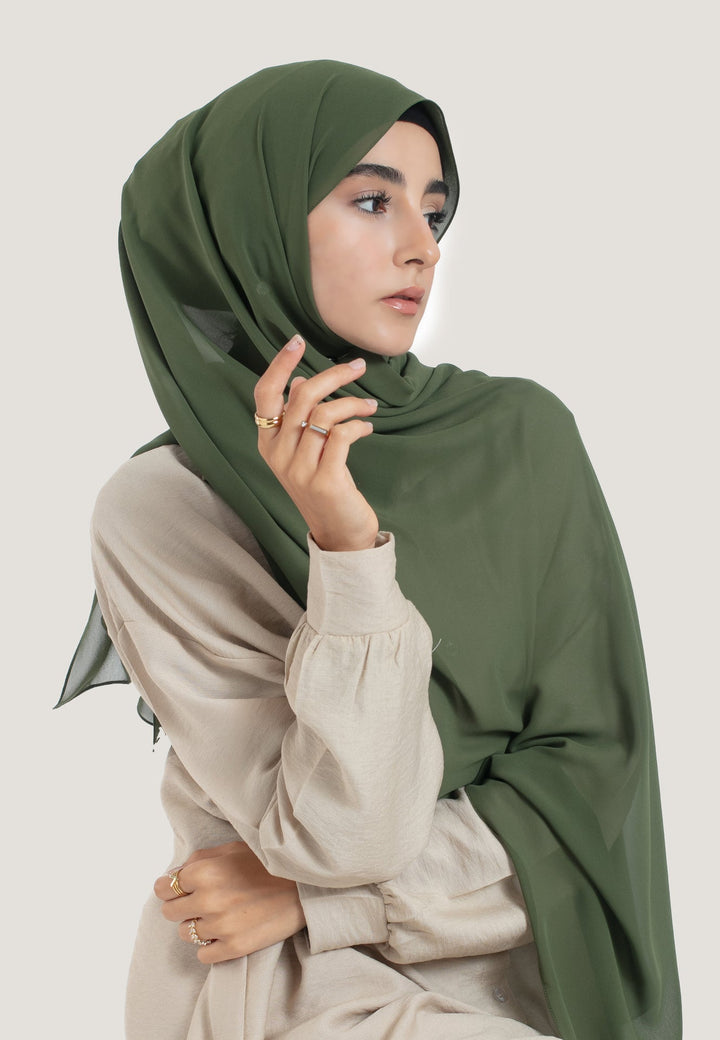 Olive Crepe Chiffon Hijab
