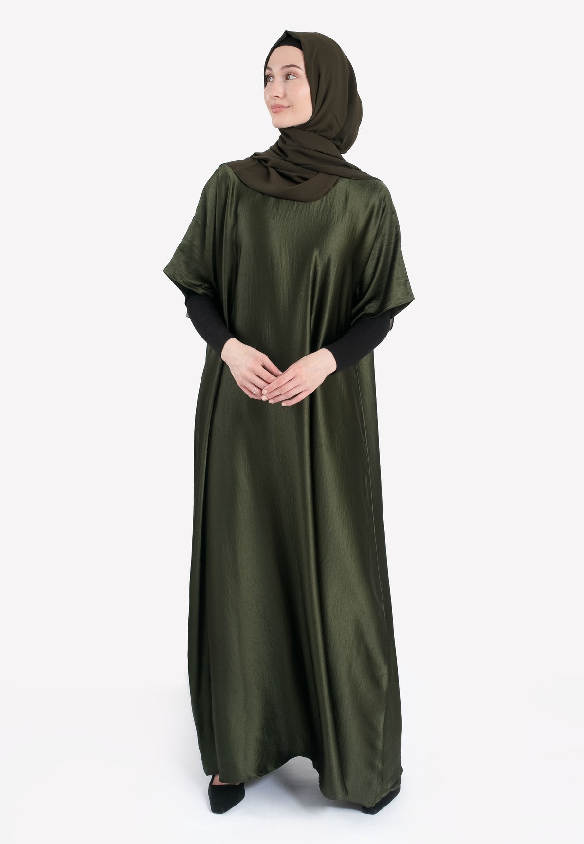 Olive Crepe Satin Inner Dress