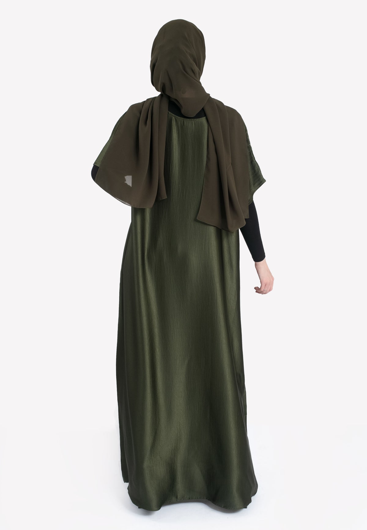 Olive Crepe Satin Inner Dress