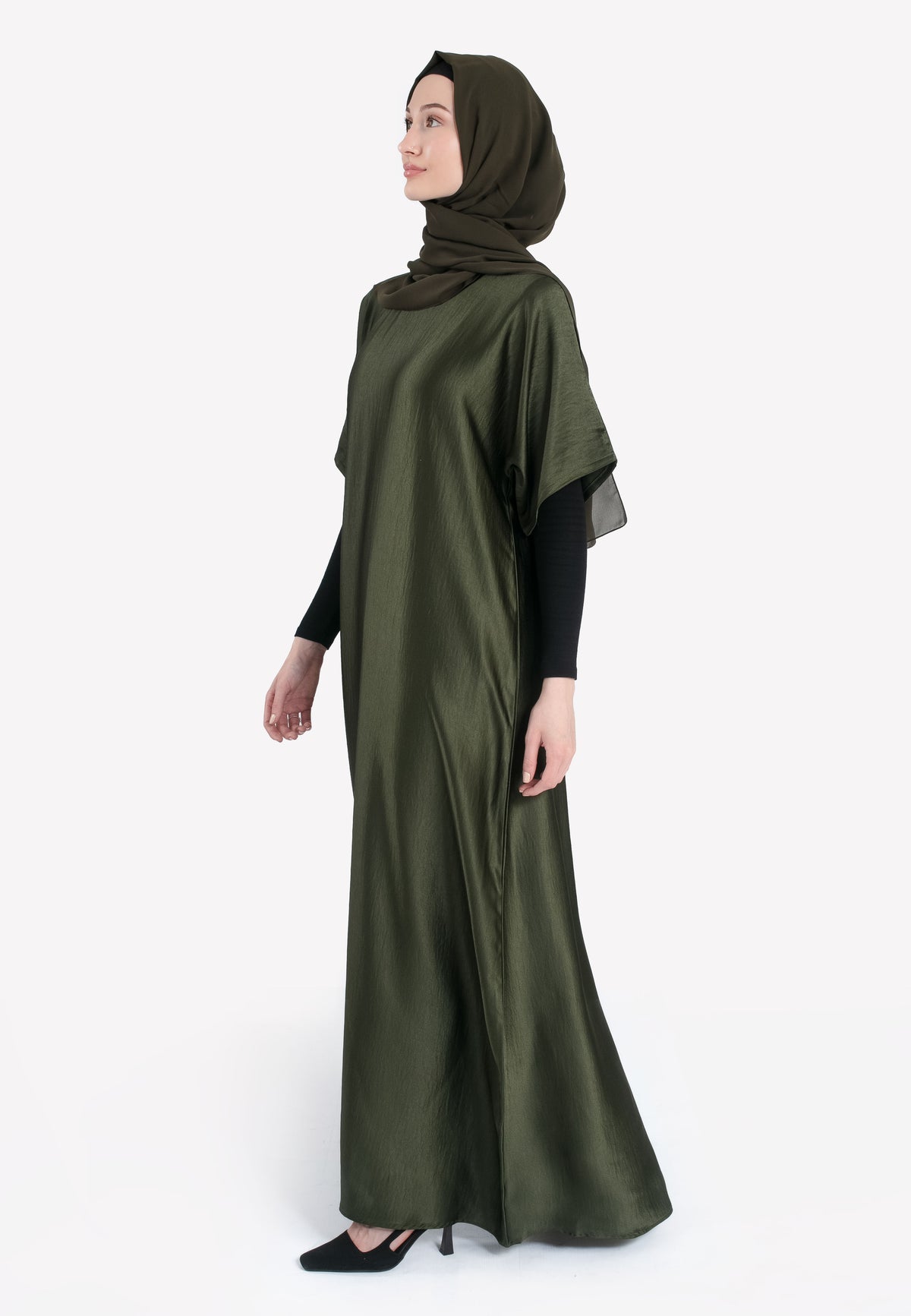 Olive Crepe Satin Inner Dress